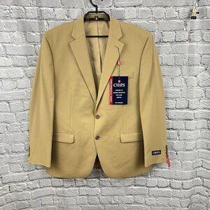 Chaps Beige Mens Blazer Jacket  44R Performance Series Stretch Comfort Fit Wool